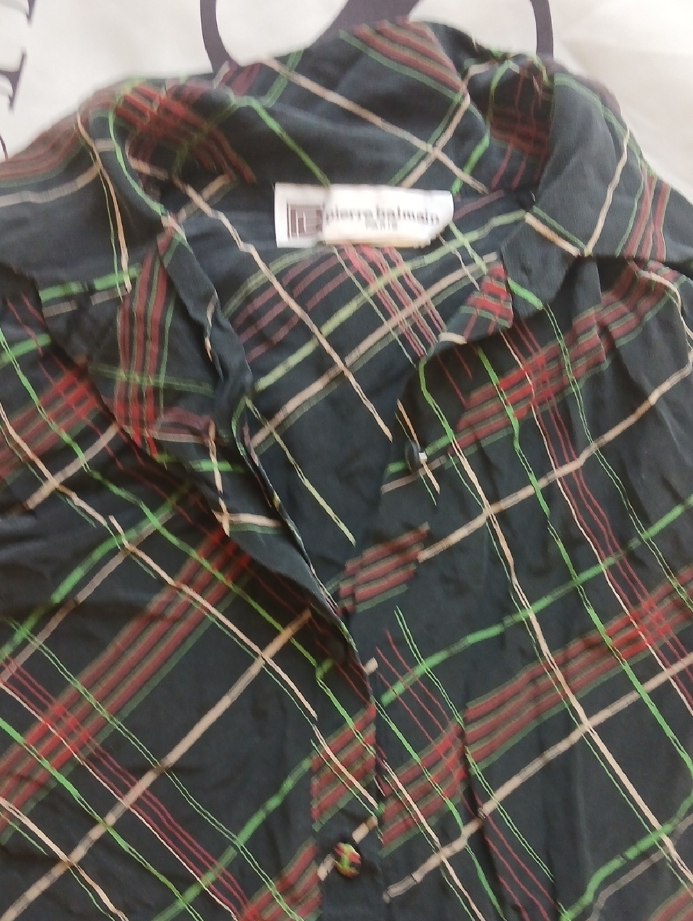 Vintage Balmain Black Plaid Shirt Dress Size S/M
